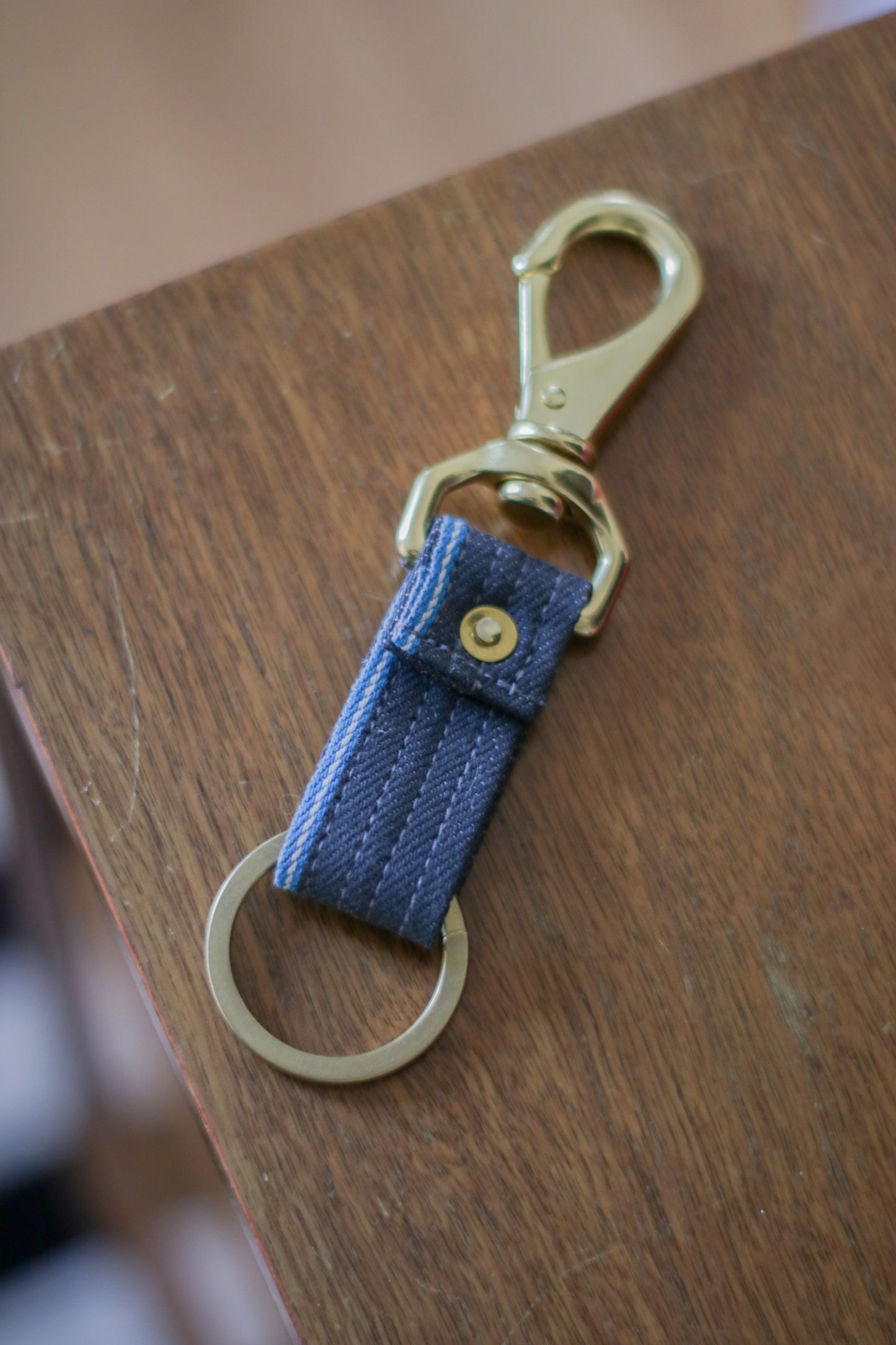 Selvedge Keyfob | Grey/Teal Japanese Denim