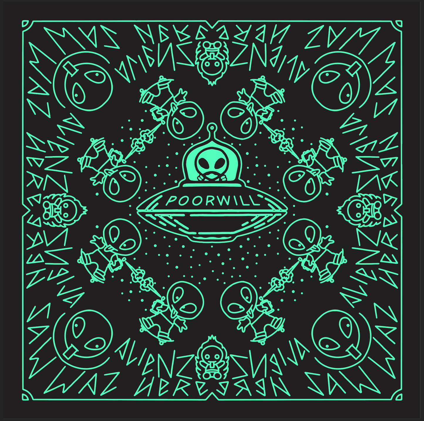 Pocket Bandana - LIL’ ALIENS | GREIGE + 3-D