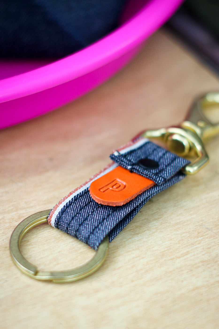 Selvedge Keyfob | Red-Orange Selvedge Japanese Denim