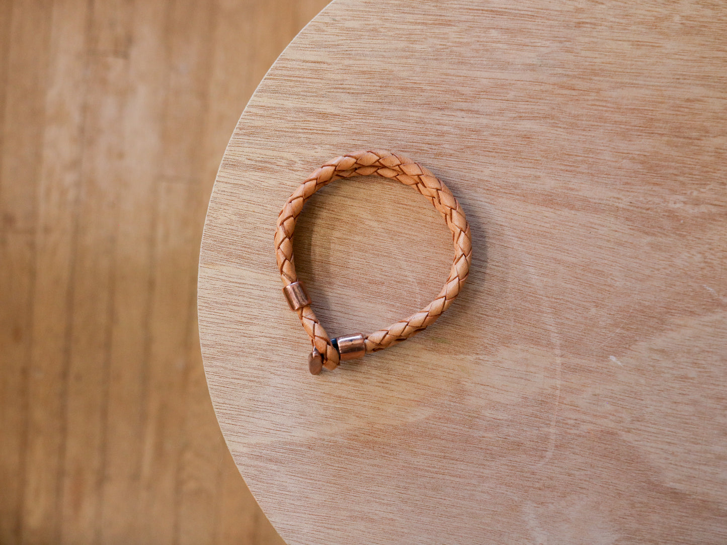 [MISFIT/SAMPLE] Leather Bracelet | 7.75" NATURAL BRAIDED BOLO + BRASS/COPPER