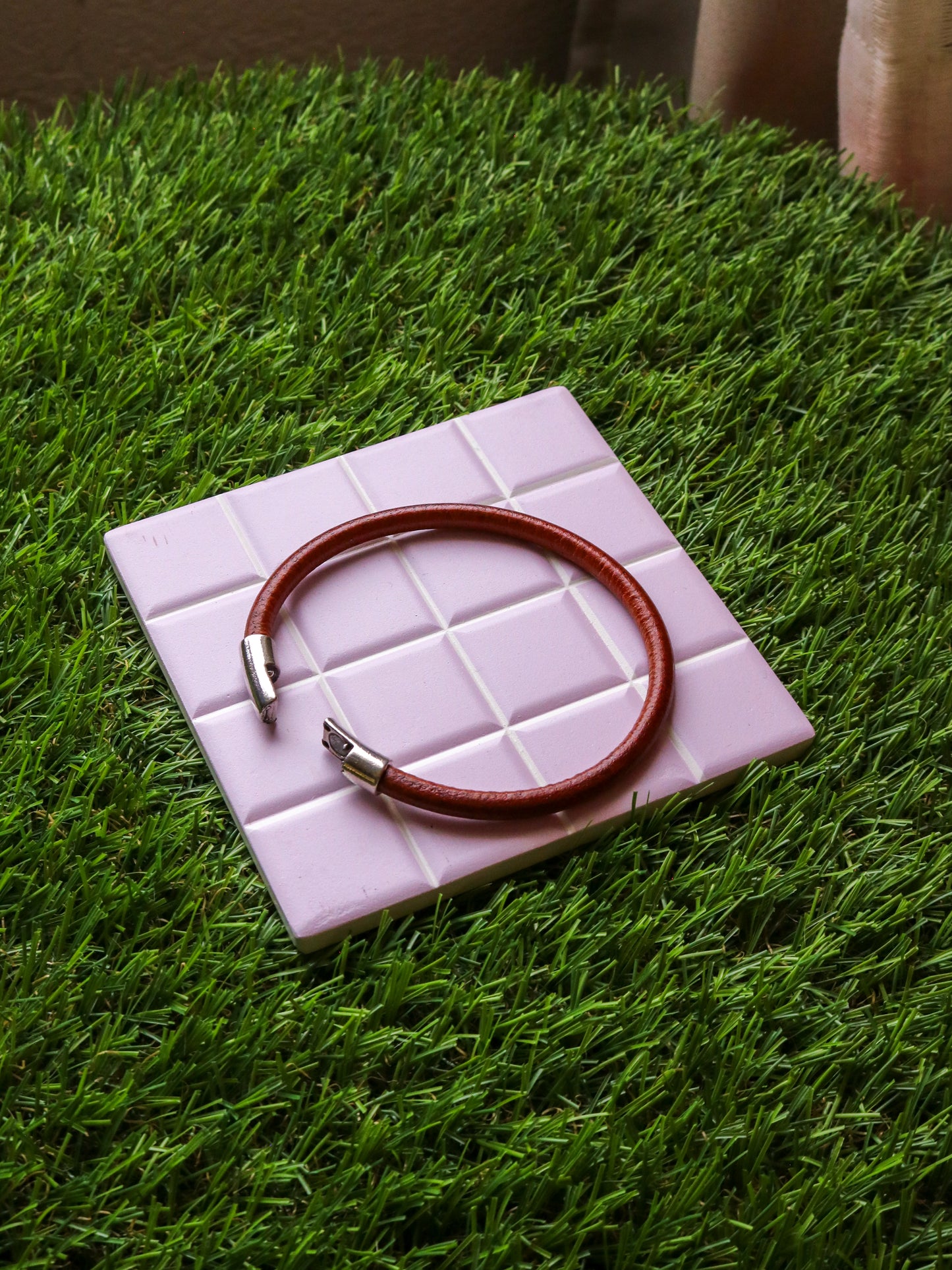 [MISFIT/SAMPLE] Friendship Leather Bracelet | 8 1/2" TAN + SILVER MAGNETIC CLASP