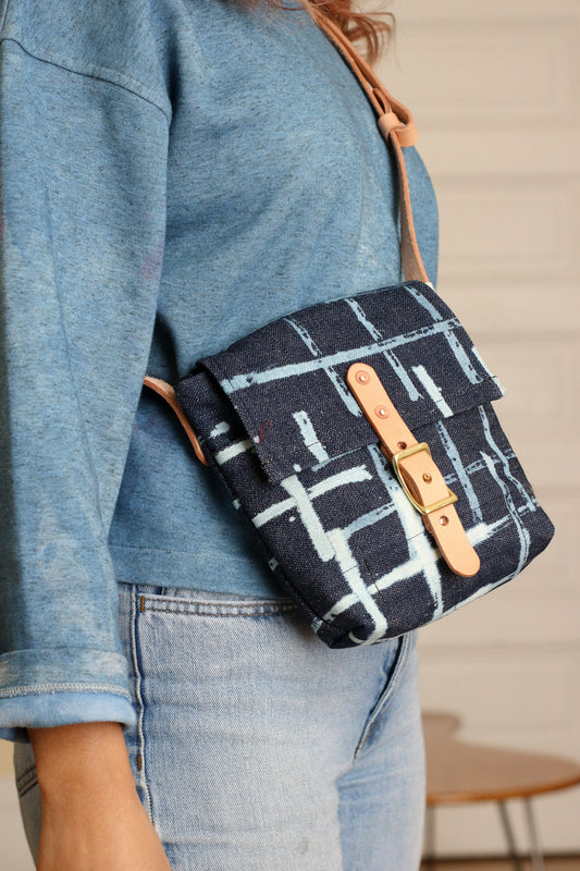 Small Cross Body Bag | ACHROMATIZED JAPANESE BROKEN TWILL DENIM