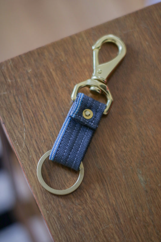 Selvedge Keyfob | Grey/Teal Japanese Denim