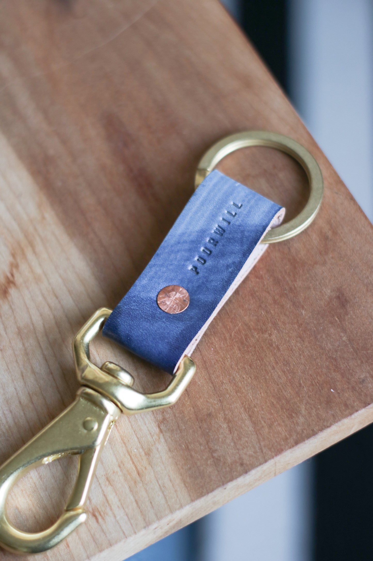 Leather Keyfob |  Brushed Indigo