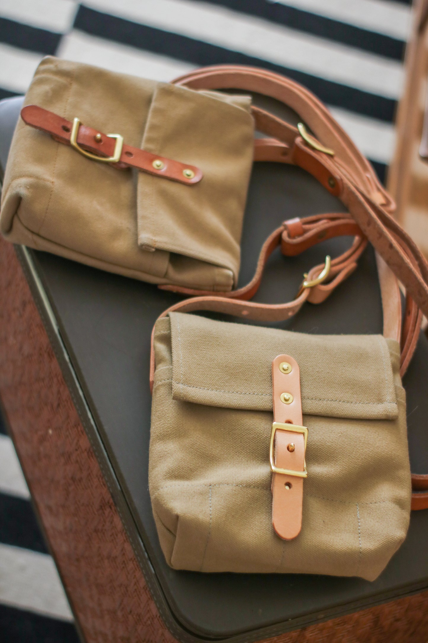 Small Cross Body Bag | HEAVY TAN CANVAS