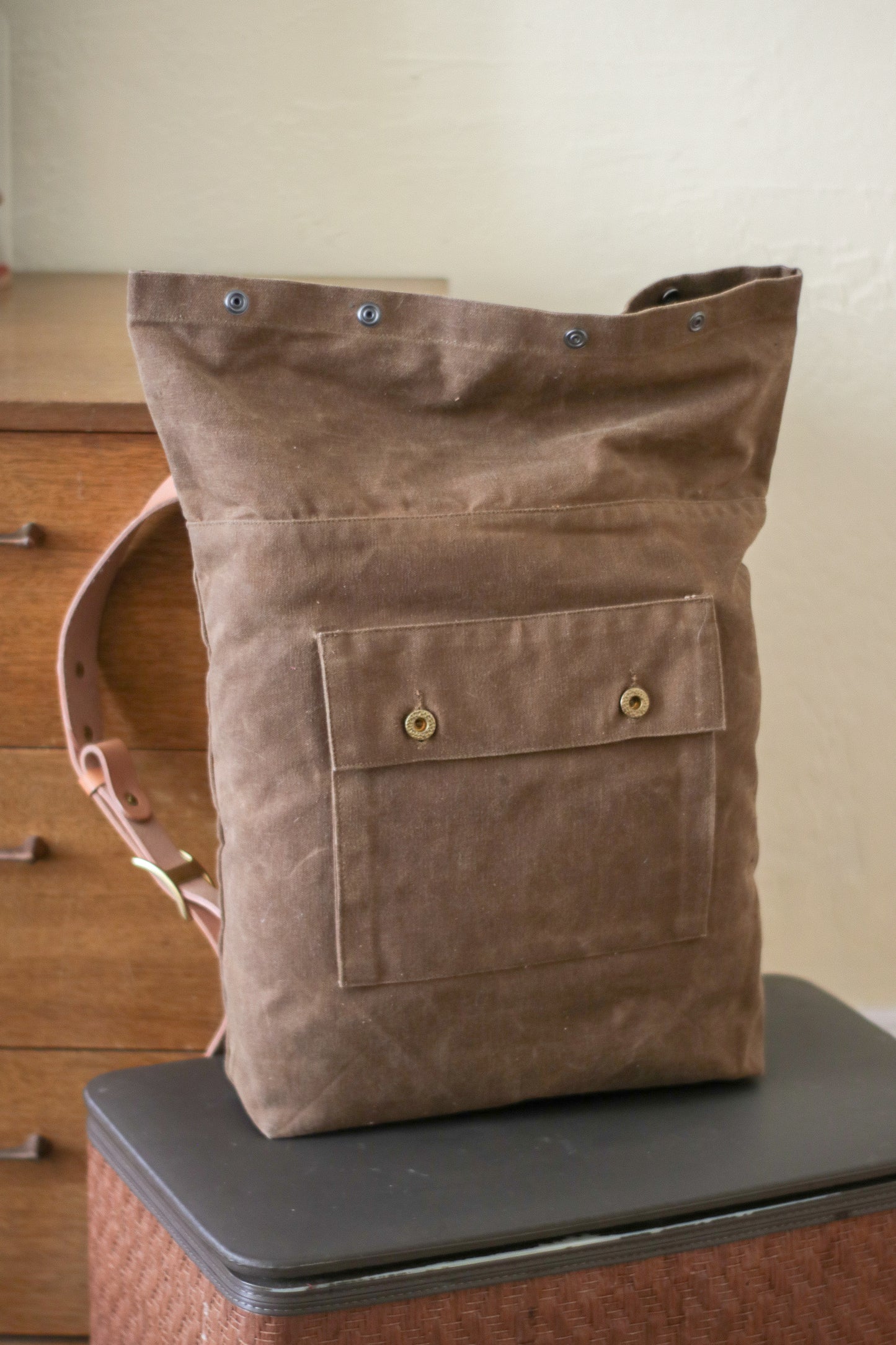 WAXED FOLD-OVER BACKPACK