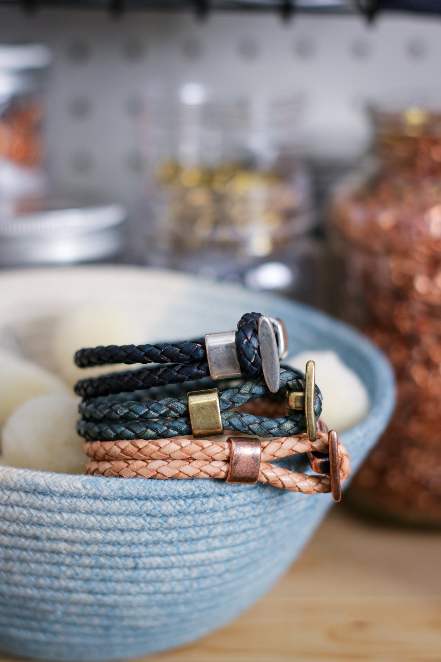 Leather Bracelet |  BRAIDED BOLO + SOFT INDIGO