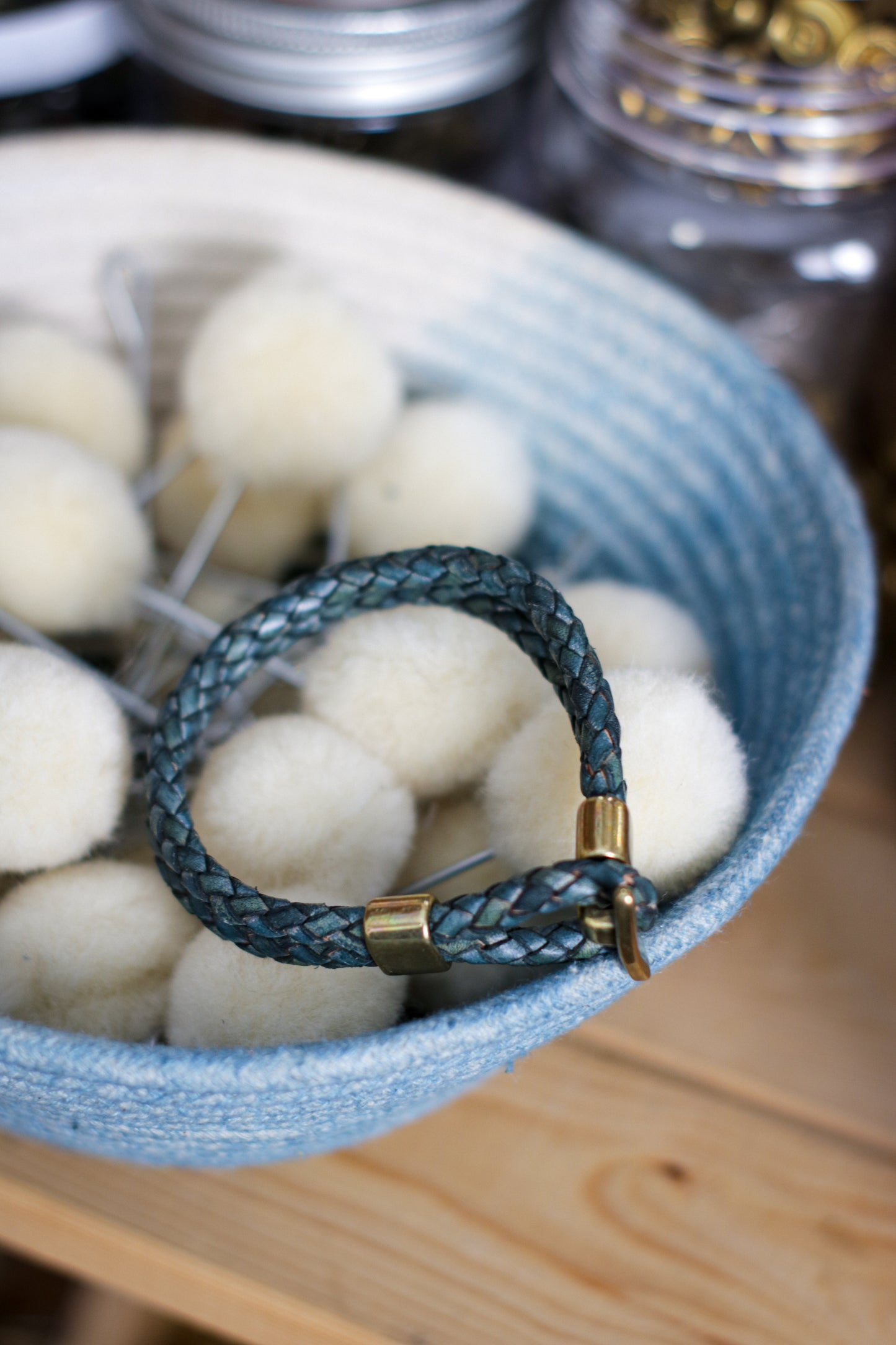 Leather Bracelet |  BRAIDED BOLO + SOFT INDIGO