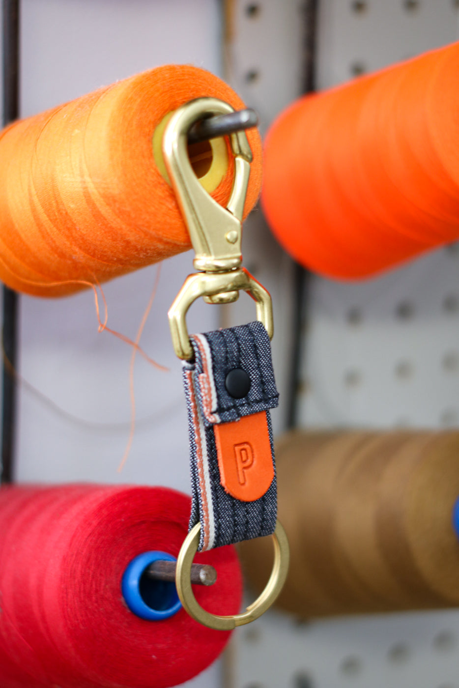 Selvedge Keyfob | Red-Orange Selvedge Japanese Denim