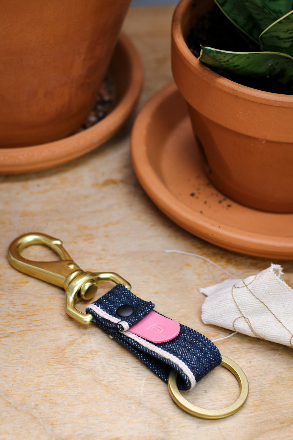 Selvedge Keyfob | Pink Selvedge Japanese Denim